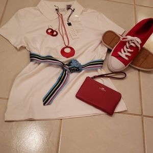 Tennis shoes Red with White laces Size 8